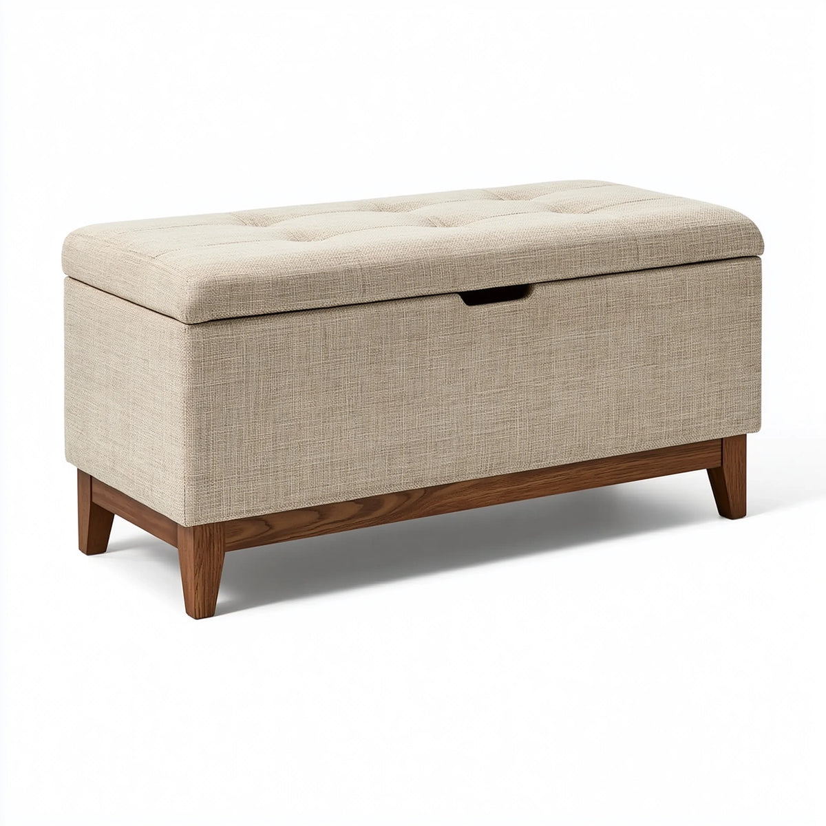 Aufbewahrungsbank 100 x 45 x 50 cm Beige/Braun Stoffbezug mit Holzgestell gepolstert