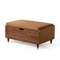 Sitzbank 100 x 45 x 45 cm in Braun mit Kunstlederbezug und Schublade