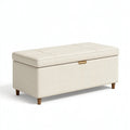 Aufbewahrungsbank 100 x 45 x 48 cm Textil Beige mit gepolstertem Deckel im modernen Stil