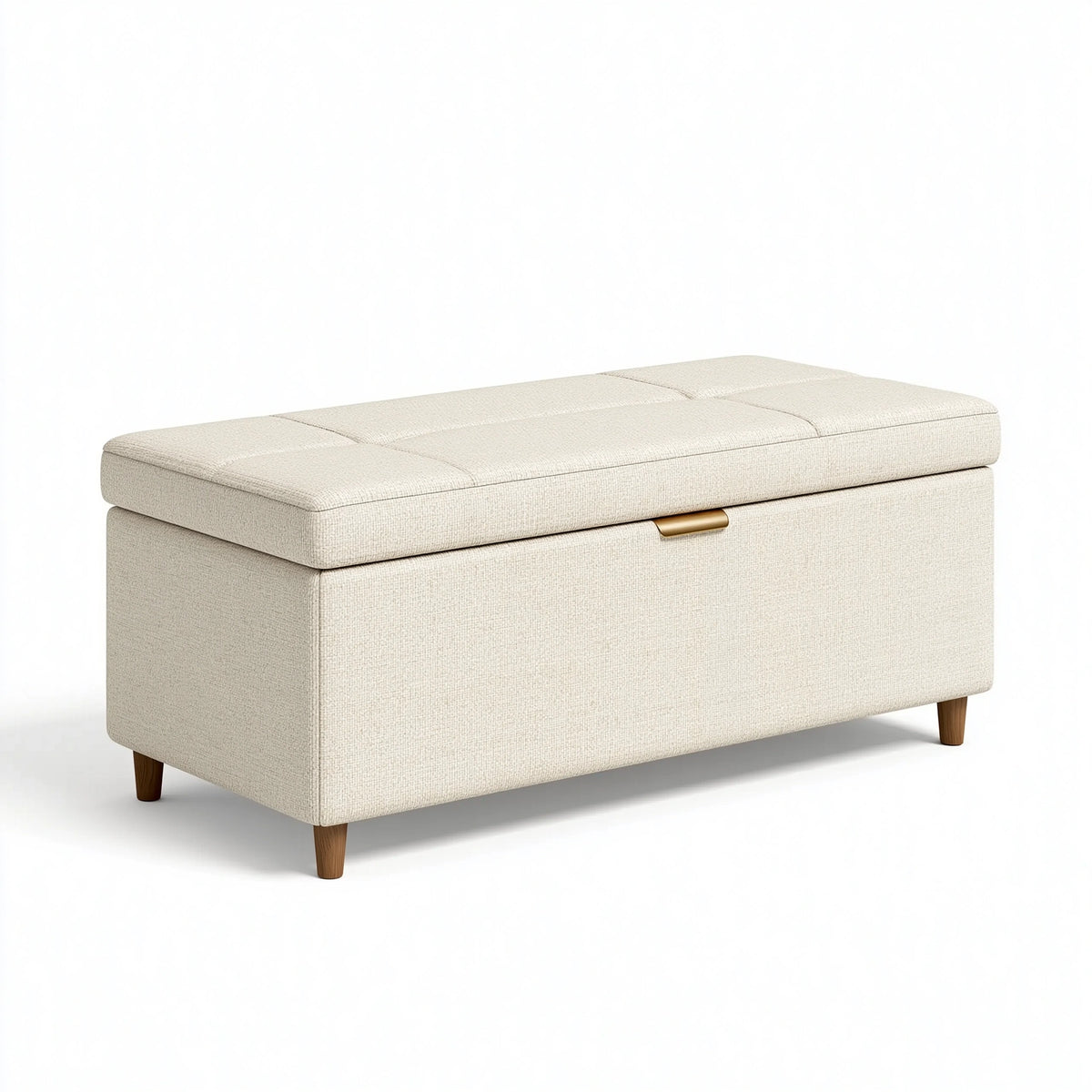 Aufbewahrungsbank 100 x 45 x 48 cm Textil Beige mit gepolstertem Deckel im modernen Stil