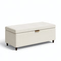 Sitzbank mit Stauraum 120 x 45 x 48 cm Creme Textilbezug - gepolsterte Aufbewahrungsbank