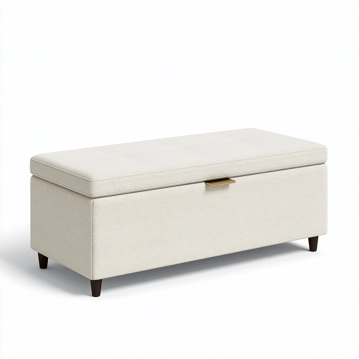 Sitzbank mit Stauraum 120 x 45 x 48 cm Creme Textilbezug - gepolsterte Aufbewahrungsbank