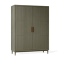 Kleiderschrank 100 x 50 x 190 cm Holzwerkstoff Olivgrün mit geriffelter Front