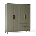 Kleiderschrank 120 x 50 x 200 cm Holzwerkstoff Grau mit Lamellentüren und Schubladen