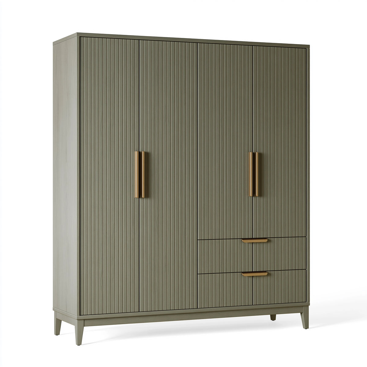 Kleiderschrank 120 x 50 x 200 cm Holzwerkstoff Grau mit Lamellentüren und Schubladen