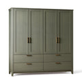 Kleiderschrank 180 x 50 x 200 cm Holzwerkstoff Olivgrün mit 4 Türen und 4 Schubladen