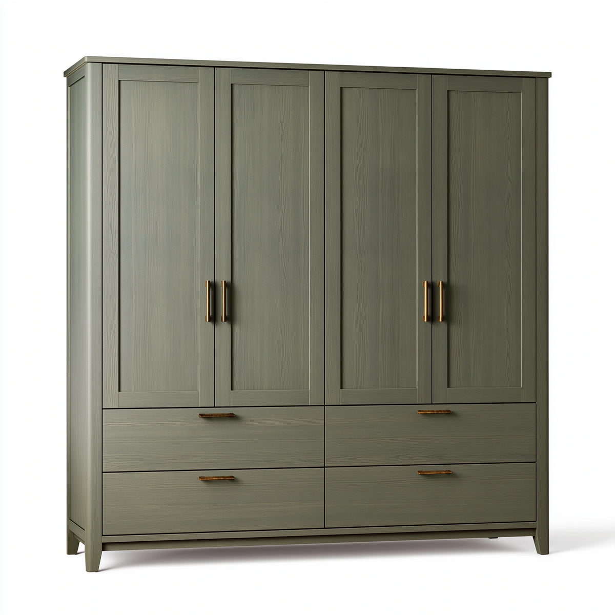 Kleiderschrank 180 x 50 x 200 cm Holzwerkstoff Olivgrün mit 4 Türen und 4 Schubladen