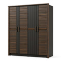 Kleiderschrank 200 x 60 x 200 cm Holzwerkstoff dunkelbraun schwarz 4 Türen modern