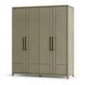 Kleiderschrank 160 x 60 x 200 cm aus Holzwerkstoff in Taupe mit 4 Türen