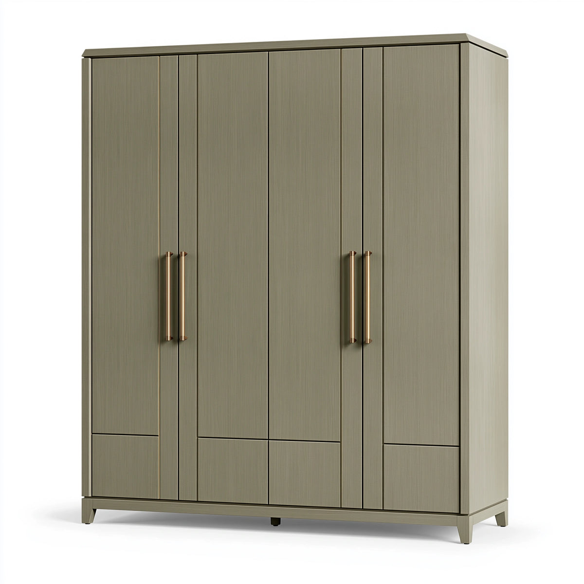 Kleiderschrank 160 x 60 x 200 cm aus Holzwerkstoff in Taupe mit 4 Türen