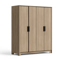 Kleiderschrank 160 x 60 x 200 cm Holzwerkstoff eichefarben mit 4 Türen im modernen Stil