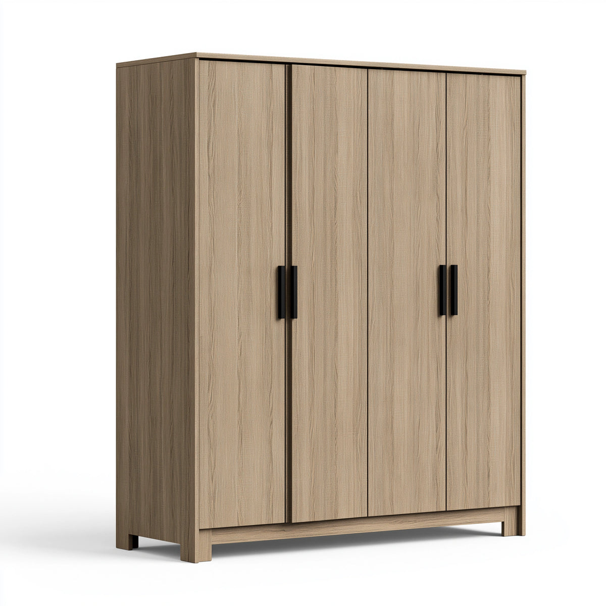 Kleiderschrank 160 x 60 x 200 cm Holzwerkstoff eichefarben mit 4 Türen im modernen Stil