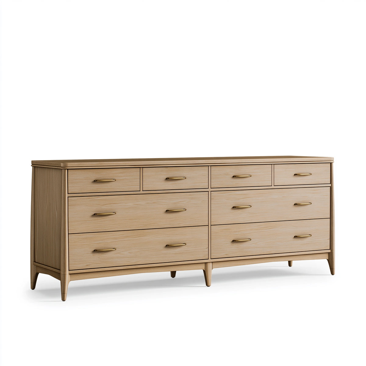 Kommode 180 x 50 x 95 cm Holz in Beige mit 8 Schubladen im klassischen Stil