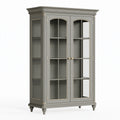 Vitrine 120 x 45 x 200 cm Holz und Glas Grau Klassisch mit 2 Türen