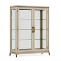 Glasvitrine 120 x 45 x 190 cm Holzwerkstoff Beige mit Glastüren klassischer Stil