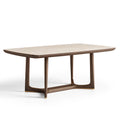 Esstisch 180 x 90 x 75 cm - Holzgestell in Dunkelbraun mit heller Keramikplatte im modernen Stil