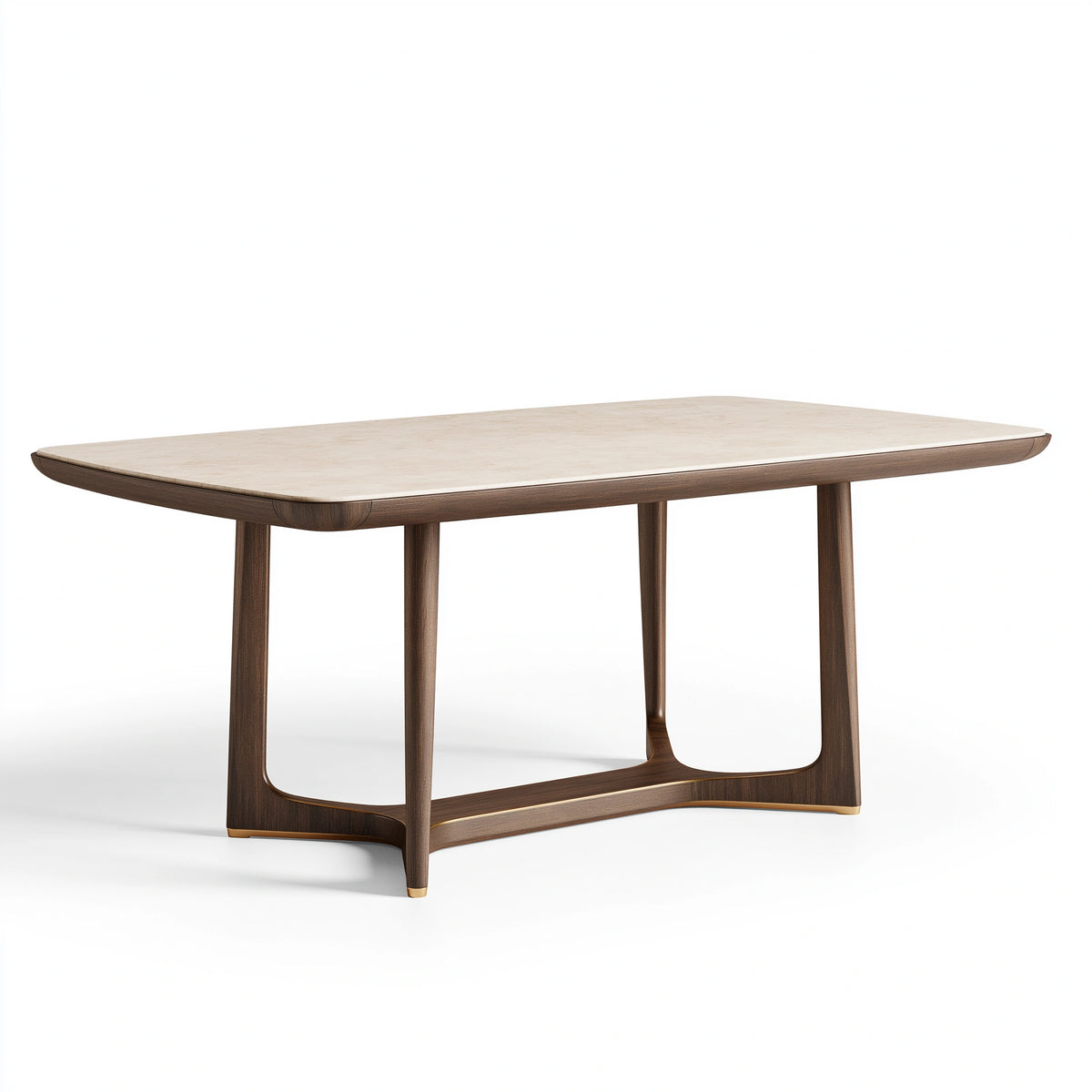 Esstisch 180 x 90 x 75 cm - Holzgestell in Dunkelbraun mit heller Keramikplatte im modernen Stil