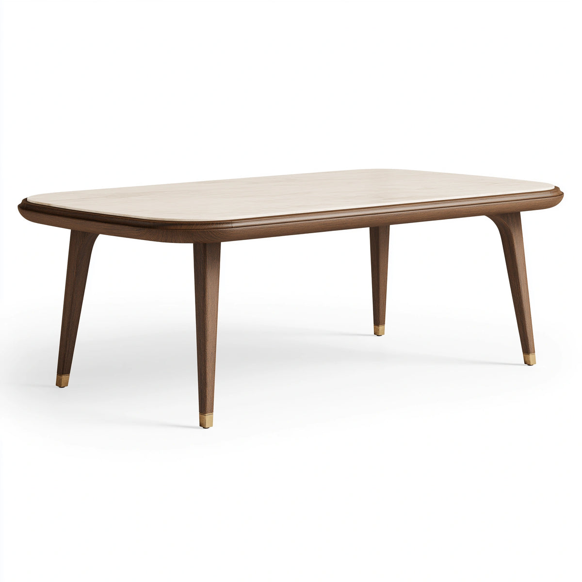 Esstisch 180 x 90 x 75 cm Holz und Steinoptik Braun Beige mit abgerundeten Kanten