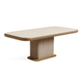 Esstisch 200 x 100 x 75 cm in Beige/Braun mit Keramikplatte und geriffeltem Holzsockel