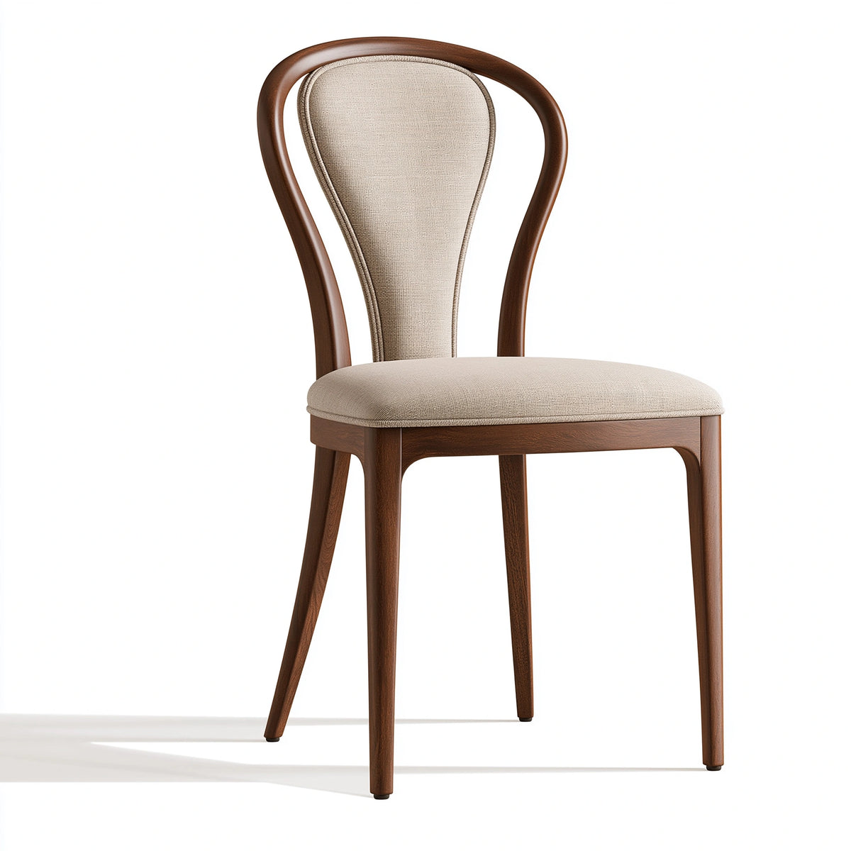 Esszimmerstuhl 48 x 56 x 85 cm Holz und Textil Braun Beige - gepolsterter Stuhl mit Rückenlehne
